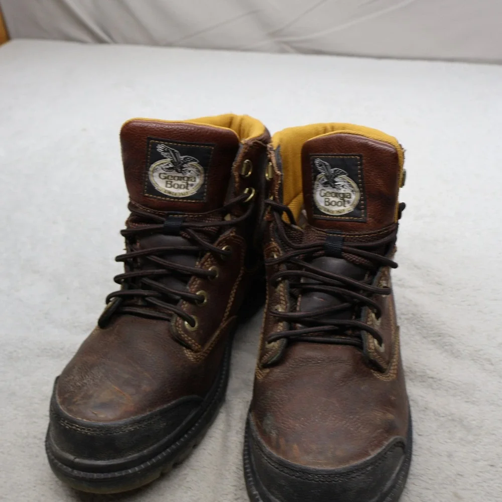 Georgia Mens 10.5M Work Boot Brown Zero Drag Waterproof Leather Steel Toe G086